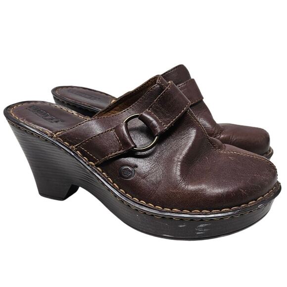 Born 7 Chunky Brown Leather Clog Mule Harness Ring Boho Whimsygoth Grunge - Picture 1 of 5